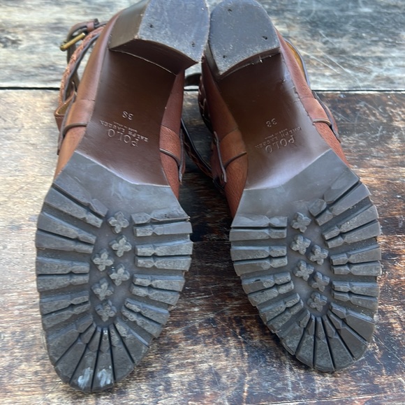 Polo Ralph Lauren NWOT leather heeled ankle boots with braided straps size 38 - Picture 7 of 9